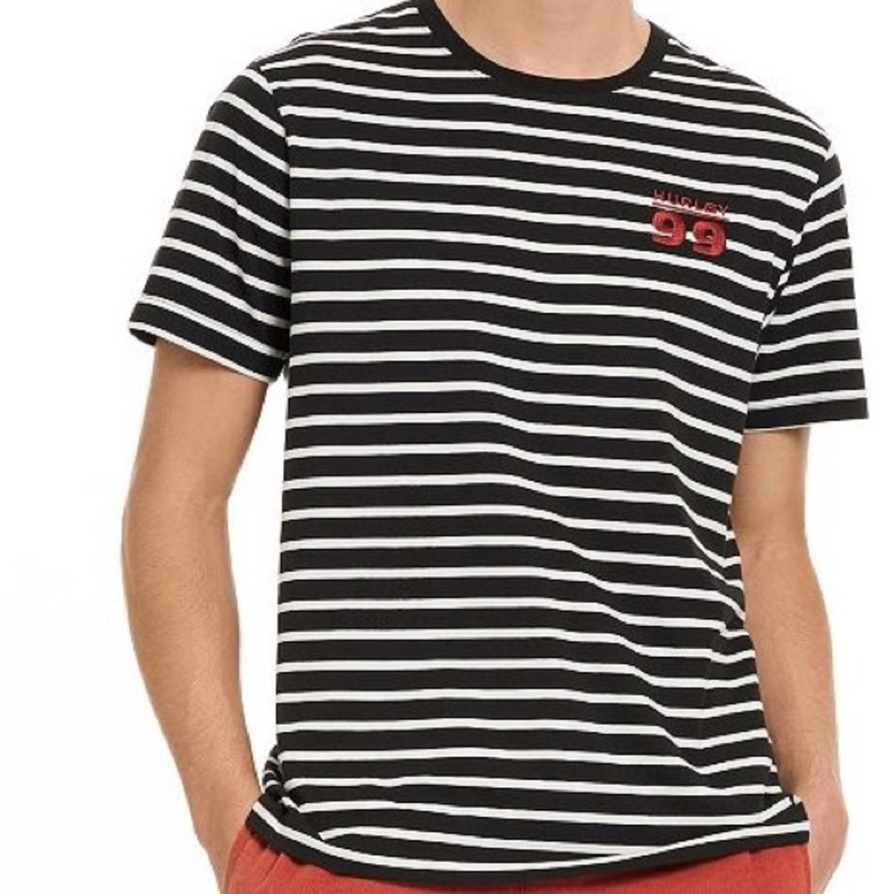 Hurley Black and White Striped Shirt Size L New